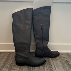 Renvy Grey Leather Fall Knee-High Boots